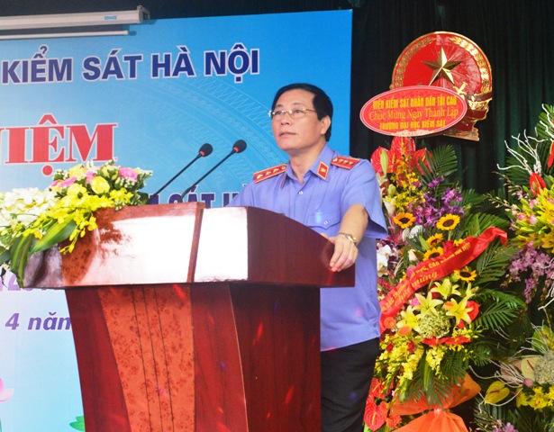 Phó Viện trưởng Thường trực VKSNDTC Nguyễn Hải Phong phát biểu tại buổi Lễ 