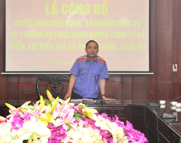 Phó Viện trưởng VKSNDTC Bùi Mạnh Cường phát biểu tại buổi Lễ