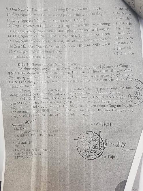 Quyết định thành lập tổ truyên truyền “bêu” doanh nghiệp của UBND huyện Hiệp Hòa