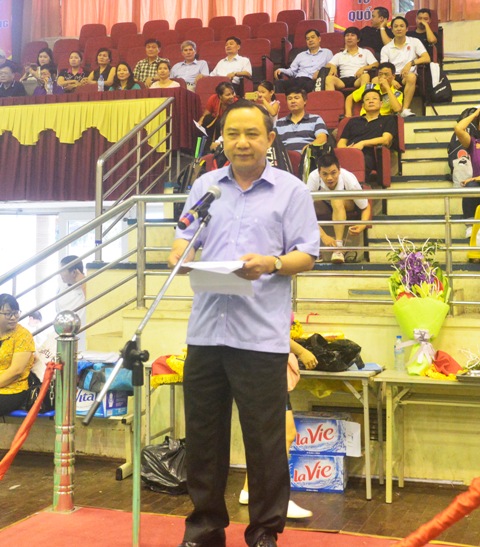 Đồng chí Bùi Mạnh Cường, Phó Viện trưởng VKSNDTC, Chủ tịch Công đoàn VKSNDTC phát biểu tại Giải thể thao lần thứ II 