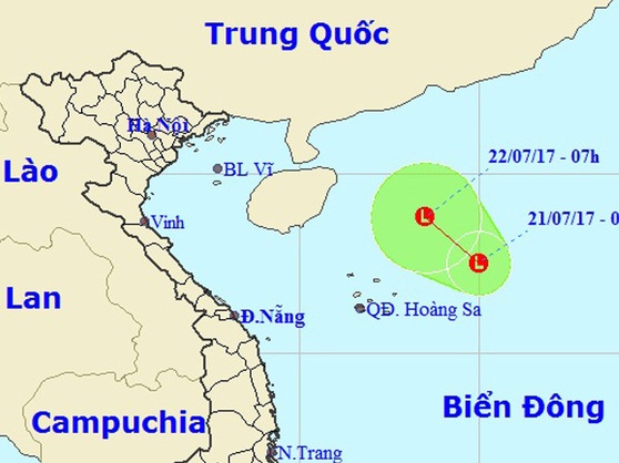 Xuất hiện vùng áp thấp trên Biển Đông