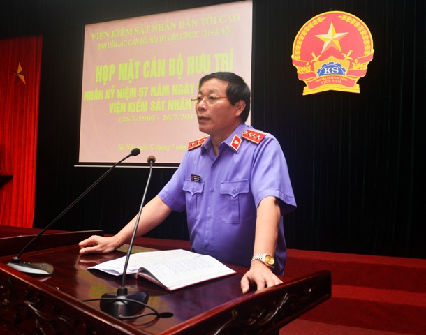 Đồng chí Nguyễn Hải Phong, Phó Viện trưởng Thường trực VKSNDTC phát biểu tại buổi họp mặt