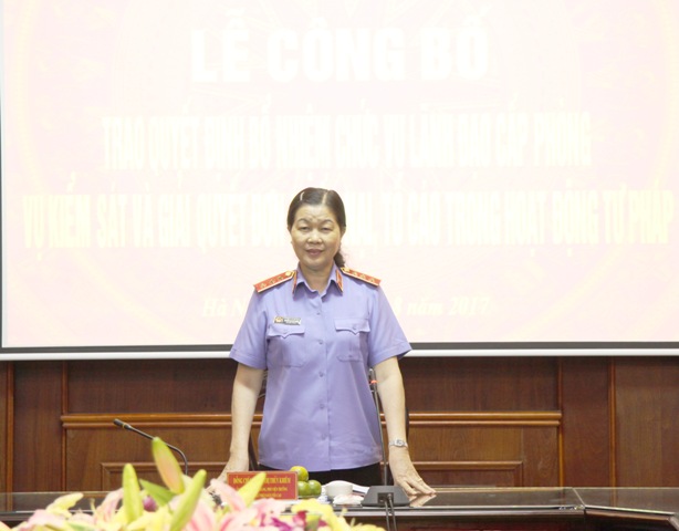 Phó Viện trưởng VKSNDTC Nguyễn Thị Thủy Khiêm phát biểu tại buổi Lễ